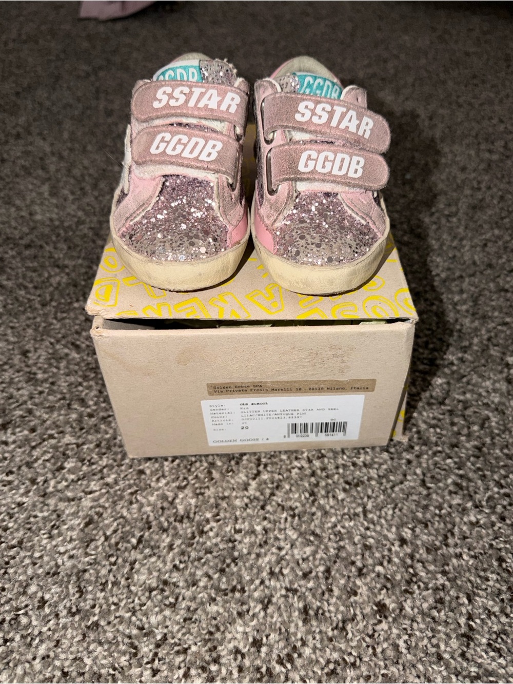 Golden Goose Kids Pink Glitter Velcro Superstar Sneakers - Picture 3 of 6